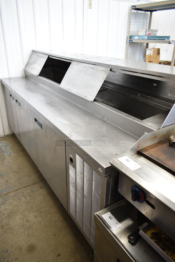 Delfield Stainless Steel Commercial Sandwich Salad Prep Table Bain Marie Mega Top on Commercial Casters. Missing 2 Lids. - Item #1114612