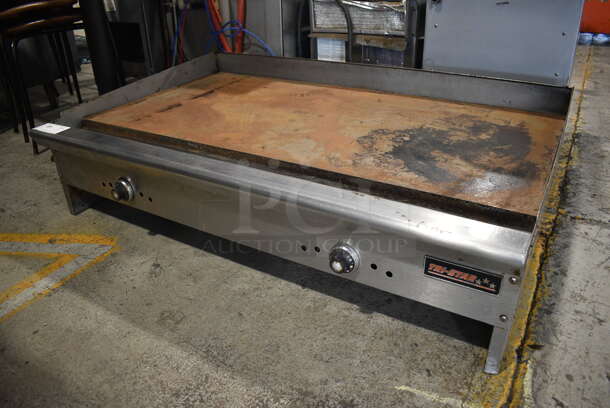 Tri-Star Stainless Steel Commercial Countertop Natural Gas Powered Flat Top Griddle. 48x32x13