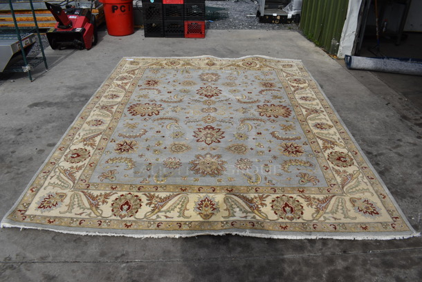 LIKE NEW! Tan, Blue and Red Rug. 97.5
