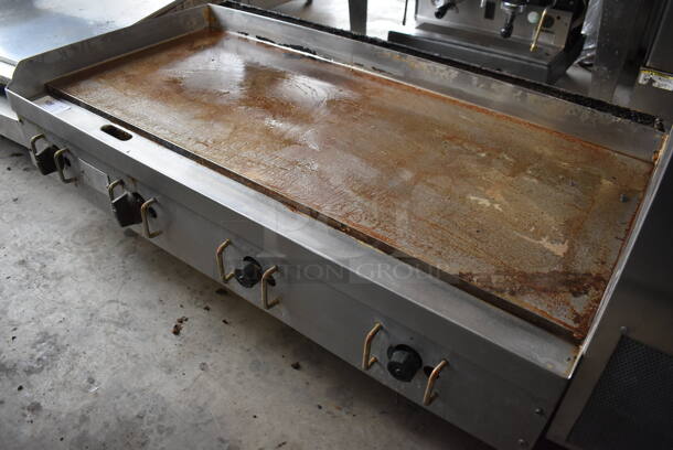 648 Stainless Steel Commercial Countertop Natural Gas Powered Flat Top Griddle. 48x26x15