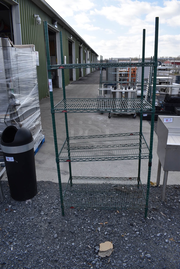 Metro Green Finish 4 Tier Wire Shelving Unit. BUYER MUST DISMANTLE. PCI CANNOT DISMANTLE FOR SHIPPING. PLEASE CONSIDER FREIGHT CHARGES. 36x24x74 - Image 1 of 3