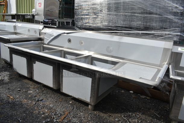 BRAND NEW SCRATCH AND DENT! Regency 600S3162018R Stainless Steel 3 Bay Sink w/ Right Side Drain Board. No Legs.  - Image 3 of 8