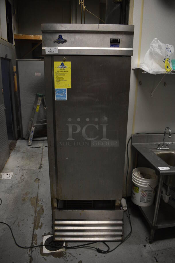 Jimex JFD-23R Stainless Steel Commercial Single Door Reach In Cooler on Commercial Casters. Unit Does Not Work. 115 Volts, 1 Phase. 29x32.5x82. (kitchen) - Image 1 of 7