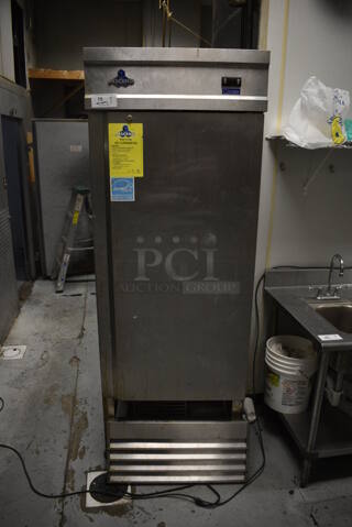 Jimex JFD-23R Stainless Steel Commercial Single Door Reach In Cooler on Commercial Casters. Unit Does Not Work. 115 Volts, 1 Phase. 29x32.5x82. (kitchen)