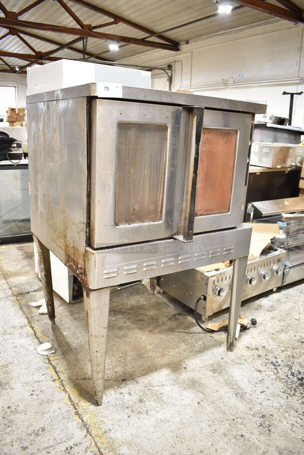 Blodgett Zephaire Stainless Steel Commercial Full Size Natural Gas Powered Convection Oven w/ View Through Doors, Metal Oven Racks and Thermostatic Controls on Metal Legs.  - Image 2 of 5