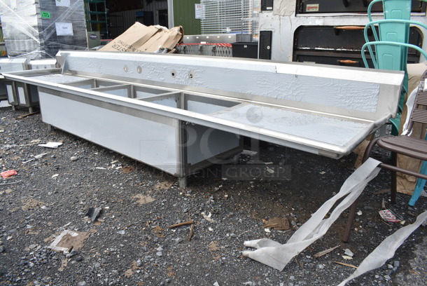 BRAND NEW SCRATCH AND DENT! Regency Spec Line Stainless Steel 3 Bay Sink w/ Dual Drain Boards. No Legs.   - Image 3 of 9