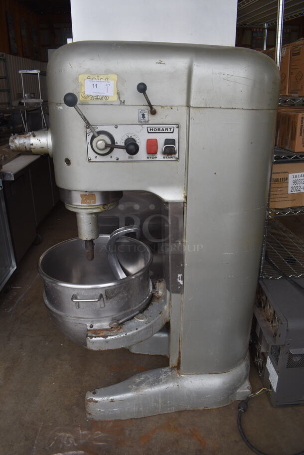 Hobart M 802 Metal Commercial Floor Style 80 Quart Planetary Dough Mixer w/ Stainless Steel Mixing Bowl and Dough Hook Attachment. 200 Volts, 3 Phase. 32x40x65 - Image 3 of 10