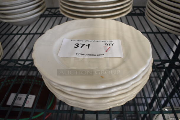 7 White Ceramic Plates. 7.5x7.5x1. 7 Times Your Bid!