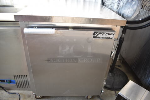 Leader NSFB27S/C Stainless Steel Commercial Single Door Undercounter Cooler on Commercial Casters. 115 Volts, 1 Phase. Tested and Working!