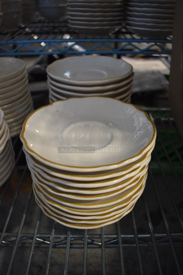 23 White Ceramic Saucers. 6x6x1. 23 Times Your Bid!