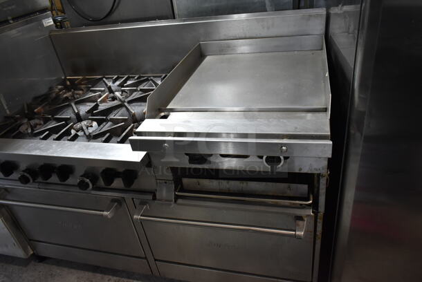Garland X60-6R24RR Stainless Steel Commercial Propane Gas Powered 6 Burner Range w/ Right Side Flat Top Griddle and 2 Ovens. - Image 2 of 11