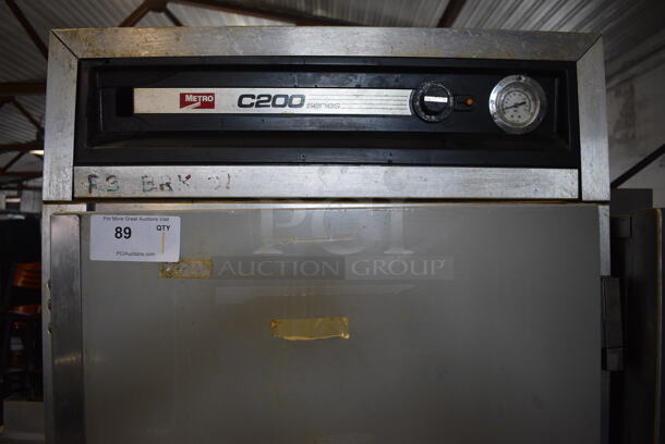 Metro C200 Metal Commercial 2 Half Size Warming Cabinet w/ Baking Pans on Commercial Casters. 27.5x33x74. Cannot Test - Unit Was Previously Hardwired - Image 3 of 5