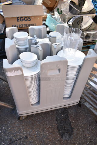 Metro pcd11A Poly Dish Cart on Commercial Casters w/ Contents. 