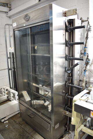 Boston Stainless Steel Commercial Natural Gas Powered 6 Spit Rotisserie Oven.