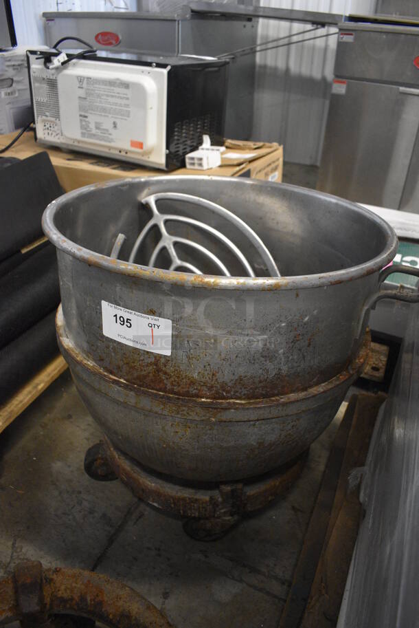 Hobart VML80 Metal Commercial 80 Quart  Mixing Bowl w/ Paddle Attachment and Dolly on Commercial Casters. 26x21.5x18, 14x3x20.5, 16.5x16.5x7 - Image 3 of 8