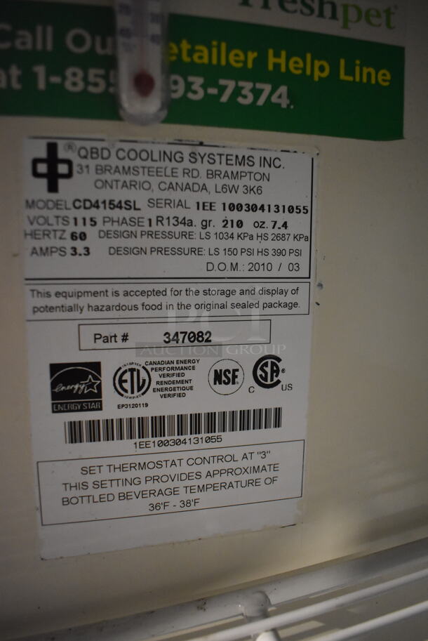 QBD CD4154SL Commercial Reach In Cooler in Black With Glass Sliding Doors and Polycoated Racks on Commercial Casters. 115V/1 Phase Tested And Working - Image 6 of 7