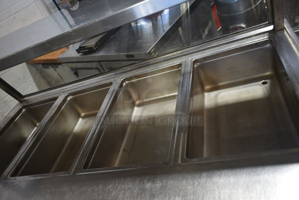 Delfield SH4-NU Stainless Steel Commercial Electric Powered 4 Bay Steam Table w/ Sneeze Guard on Commercial Casters. 120/208-240 Volts, 1 Phase.  - Image 8 of 10