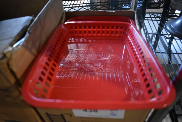 ALL ONE MONEY! Lot of 36 BRAND NEW IN BOX! Red Poly Food Baskets. 8.5x12x2