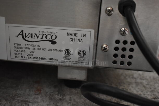 BRAND NEW SCRATCH AND DENT! 2023 Avantco 177HDS175 Stainless Steel Commercial Countertop 175 Dog Hot Dog Steamer. 120 Volts, 1 Phase. Tested and Powers On But Does Not Get Warm - Image 8 of 8