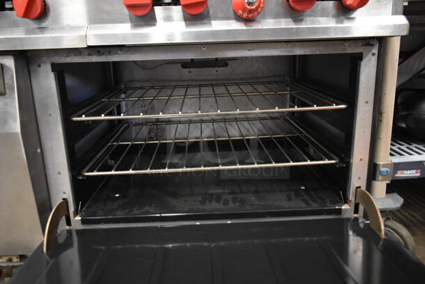 Vulcan 60L Stainless Steel Commercial Natural Gas Powered 10 Burner Range w/ 2 Ovens, Over Shelf and Back Splash. - Image 6 of 7