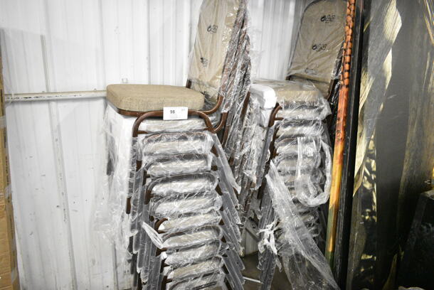 20 BRAND NEW! Brown Metal Stackable Banquet Chair w/ Tan Cushion. 20 Times Your Bid! - Image 3 of 5