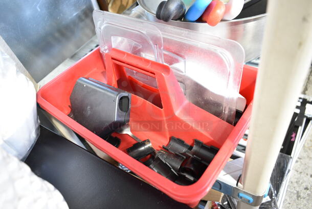 ALL ONE MONEY! Lot of Various Items Including Metal Bowls, Knives, Red Poly Bucket, Knockbox.  - Image 2 of 8