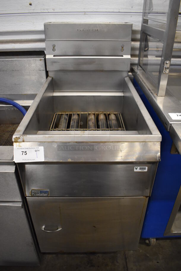 Pitco Frialator 18SS Stainless Steel Commercial Floor Style Natural Gas Powered 65 Pound Capacity Deep Fat Fryer. 150,000 BTU. 20x36x49