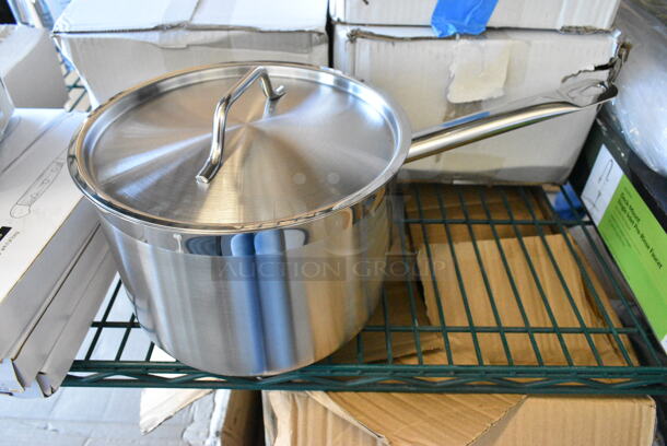 4 BRAND NEW SCRATCH AND DENT! Vigor 473SSAUCP4 SS1 Series 4 Qt. Stainless Steel Sauce Pan with Aluminum-Clad Bottom and Cover. 4 Times Your Bid!  - Image 3 of 6