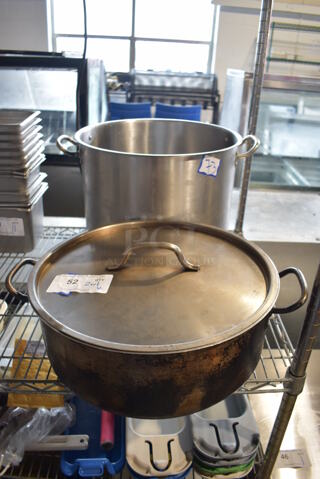 2 Metal Stock Pots w/ 1 Lid. 20.5x16.5x6, 20.5x16.5x12. 2 Times Your Bid!