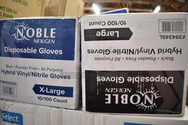 PALLET LOT of 45 BRAND NEW Boxes Including 5002386022BLK Lavex 55-60 Gallon 22 Micron 38" x 60" High Density Black Janitorial Can Liner / Trash Bag - 150/Case, 394365L Noble Products Powder-Free Disposable Clear Vinyl Gloves for Foodservice - Large - 1000/Case, 2 Box 130BSPOON Choice Medium Weight Black Plastic Teaspoon - 1000/Case, 394325L Noble NexGen Powder-Free Disposable Blue Hybrid 3 Mil Thick Gloves - 1000/Case, 5002CPTE Lavex 2-Ply White Center Pull Paper Towel 510' Roll - 6/Case, 612558HD Choice 8" Round Heavy Weight Foil Take-Out Pan - 500/Case, 3 Box Lavex Hardwound 665' Rolls, 128HD32COMBO ChoiceHD 32 oz. Microwavable Translucent Plastic Deli Container and Lid Combo Pack - 240/Case, 2 Box 346WKFSNSPM Choice White Medium Weight Wrapped Plastic Cutlery Pack with Napkin and Salt / Pepper Packets - 500/Case, 500CC12 Choice Clear PET Customizable Plastic Cold Cup - 12 oz. - 1000/Case, Tellus Round Domed Lids, 407PZS12BULK Choice Bulk 12" Aluminum Pizza Screen - 24/Case, 130LID16 Visions 16" Clear PET Plastic Round Catering Tray High Dome Lid - 25/Case. 45 Times Your Bid!  - Image 12 of 12