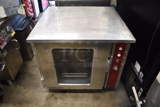 Hobart Commercial Stainless Steel Natural Gas Powered Convection Oven With Steel Racks.