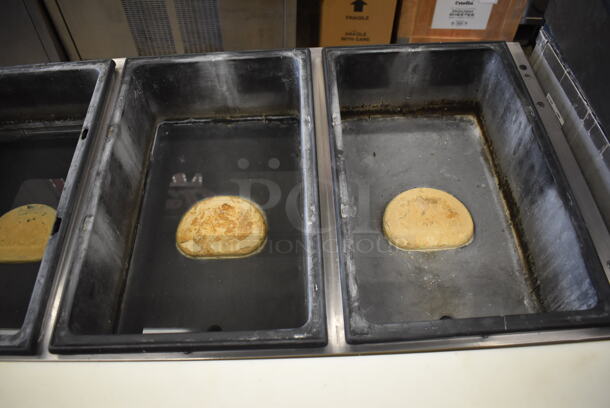 Vollrath ServeWell 38004 Stainless Steel Commercial Electric Powered 4 Well Steam Table w/ Cutting Board and Under Shelf on Commercial Casters. 120/208-240 Volts, 1 Phase. 62x36x35 - Image 4 of 8