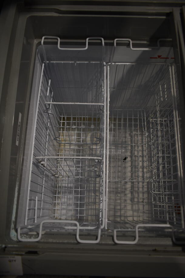 Metal Commercial Chest Freezer Merchandiser w/ Poly Coated Baskets on Commercial Casters. Tested and Working! - Image 4 of 5