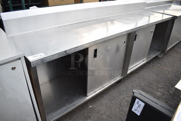 WinHolt Stainless Steel Counter w/ Back Splash, Under Shelf and Doors on Commercial Casters.  - Image 1 of 7