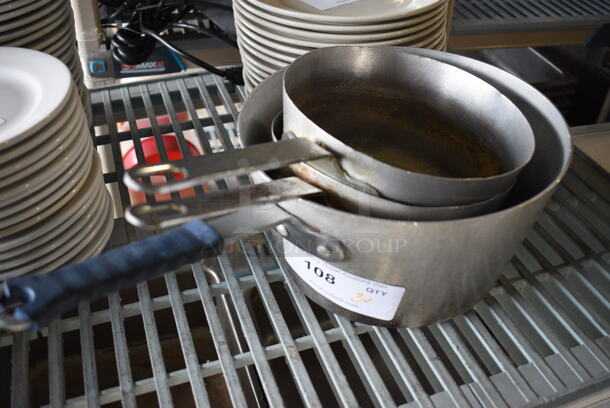 3 Various Metal Sauce Pots. Includes 18x10x5.5. 3 Times Your Bid!