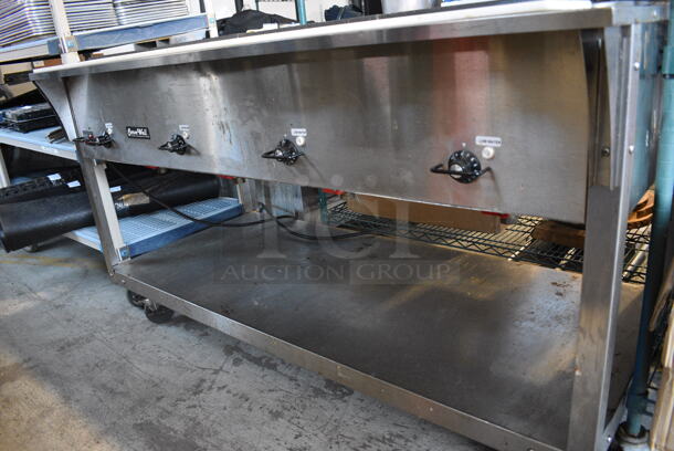 Vollrath Serve Well Stainless Steel Commercial Electric Powered 4 Bay Steam Well w/ Cutting Board and Under Shelf on Commercial Casters. 60x30x36. Tested and Working! - Image 5 of 9