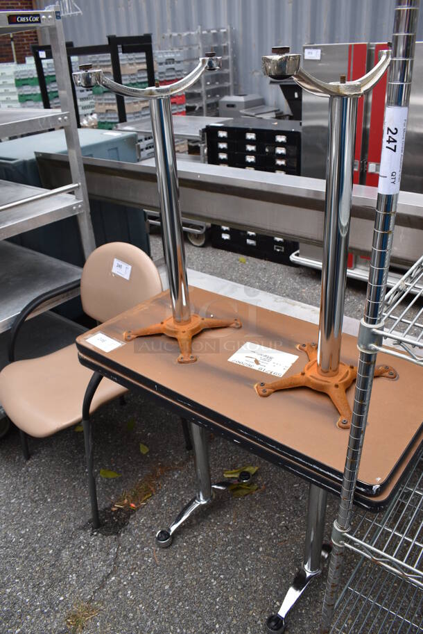 2 Brown Table on 2 Metal Table Bases. 36x18x29. 2 Times Your Bid! - Image 3 of 7