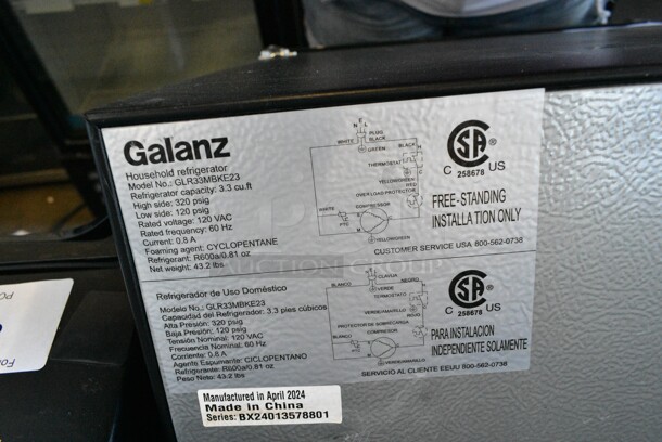 Galanz GLR33MBKE23 Metal Mini Cooler. 115 Volts, 1 Phase. Tested and Powers On But Does Not Get Cold - Image 5 of 5