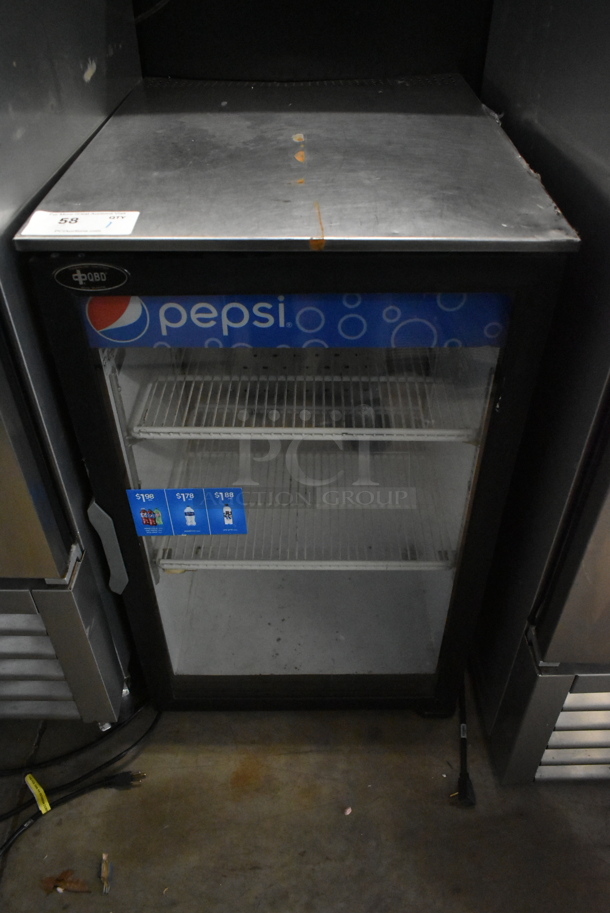 QBD DC6LP ENERGY STAR Metal Commercial Single Door Mini Cooler Merchandiser w/ Poly Coated Racks. 120 Volts, 1 Phase. Tested and Powers On But Does Not Get Cold - Image 1 of 4