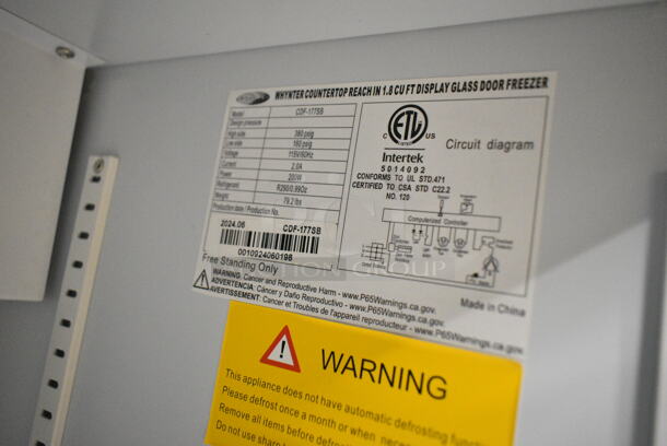 BRAND NEW SCRATCH AND DENT! Whynter CDF-177SB Countertop Reach In 1.8 cu ft Display Glass Door Freezer Merchandiser. 115 Volt, 1 Phase. Tested and Working! - Image 6 of 6