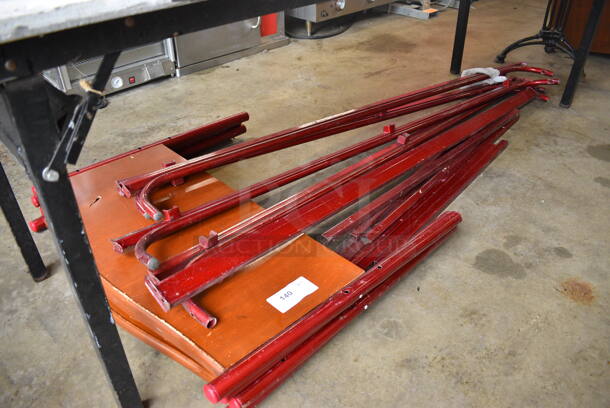 ALL ONE MONEY! Lot of Red Metal Pieces To Bed Frame Including 4 Head / Foot Boards. Includes 37x2x31 Headboard - Image 3 of 5