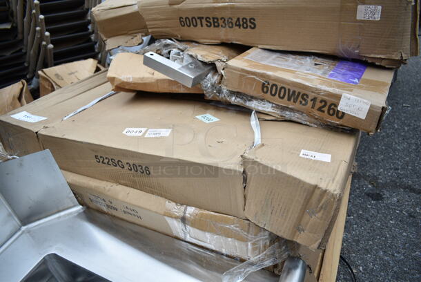 BRAND NEW SCRATCH AND DENT! Steelton 522SG3036 30" x 36" 18-Gauge Stainless Steel Equipment Stand with Undershelf and Galvanized Legs. May Be Missing Pieces.  - Image 2 of 3