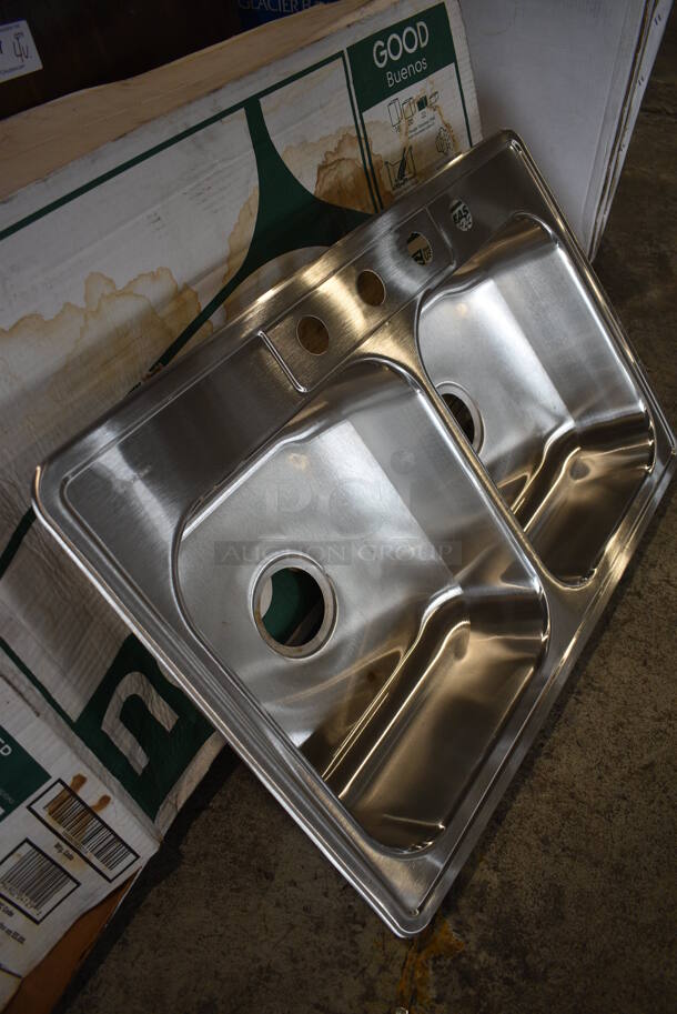 BRAND NEW IN BOX! Neptune Stainless Steel 2 Bay Drop In Sink. 33x22x7. Bays 14x16x6 - Image 4 of 6
