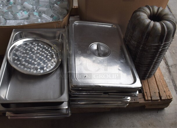 ALL ONE MONEY! Lot of Various Stainless Steel Drop In Bins, Lids and Bundt Cake Pans - Image 1 of 1