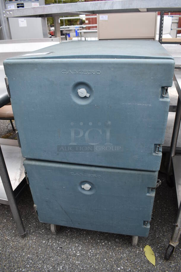 Cambro Blue Poly Insulated 2 Half Size Door Portable Cabinet on Commercial Casters. 25x32x42 - Image 1 of 8