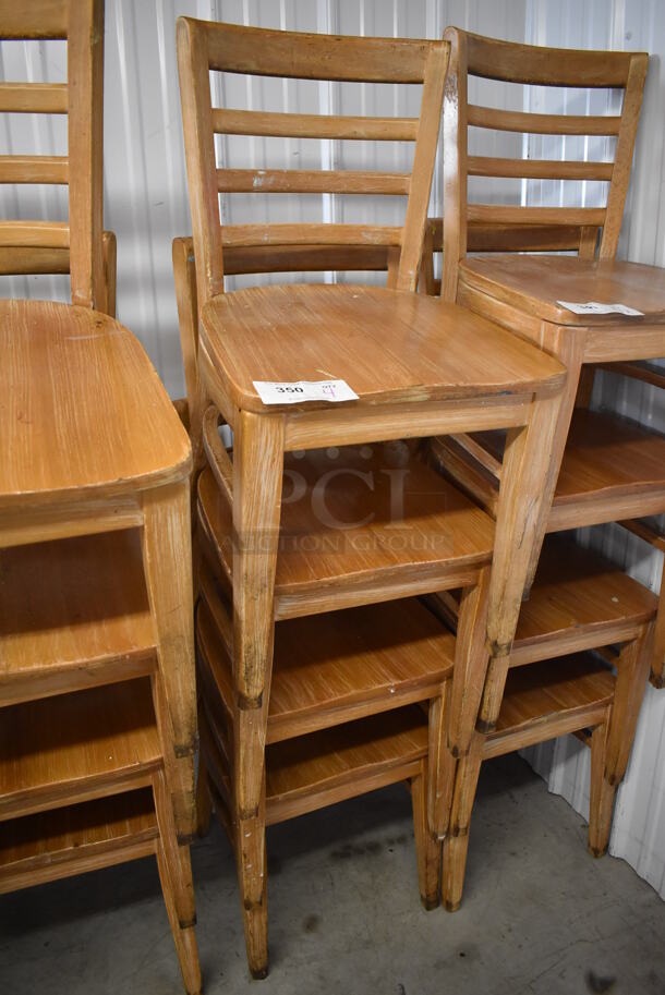 4 Wood Pattern Dining Chairs w/ Ladder Back Seats. 16x18x31. 4 Times Your Bid! - Image 5 of 6
