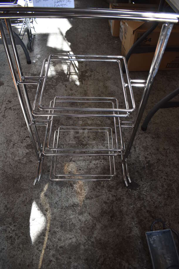 ALL ONE MONEY! Lot of Items Under Table Including 10 Various Metal Stands and 2 Metal Bins - Image 2 of 9