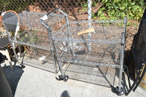 2 Chrome Finish Wire Items; Shelving Unit and Cart. 18x36x37, 30x18.5x33. 2 Times Your Bid! 