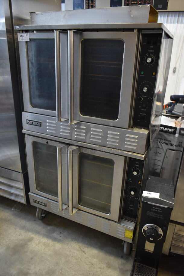 2 Patriot PT-COE Stainless Steel Commercial Electric Powered Full Size Convection Ovens w/ View Through Doors, Metal Oven Racks and Thermostatic Controls on Commercial Casters. 208 Volts, 3 Phase. 2 Times Your Bid! - Image 1 of 8