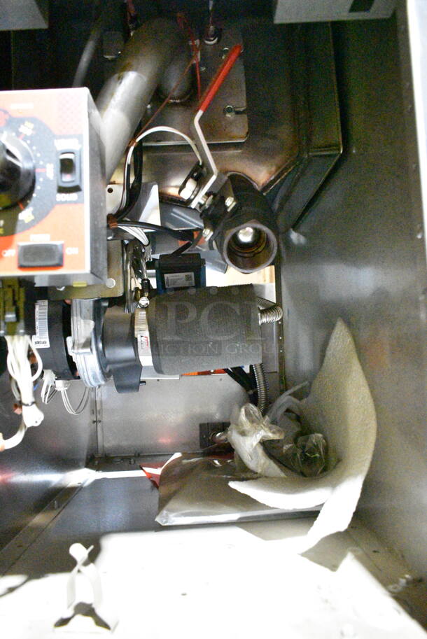 BRAND NEW! Vulcan 1VK45A-1 Stainless Steel Commercial Floor Style Natural Gas Powered Deep Fat Fryer w/ 2 Metal Fry Baskets on Commercial Casters. 70,000 BTU.  - Image 9 of 12